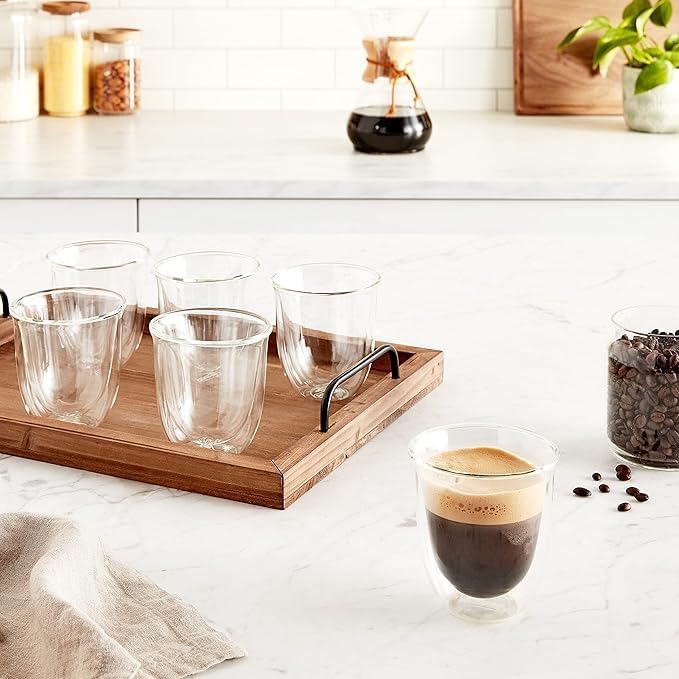 De'Longhi مجموعة دي'لونجي أمريكا من أكواب الكابتشينو مزدوجة الجدار (طقم من 6) ، شفاف (طقم من 6) 604133-5513296661 - Image 2